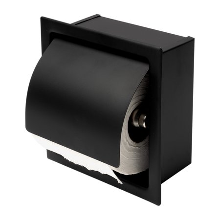 ALFI BRAND ALFI brand ABTPC77-BLA Black Matte Stainless Steel Recessed Toilet Paper Holder with Cover ABTPC77-BLA